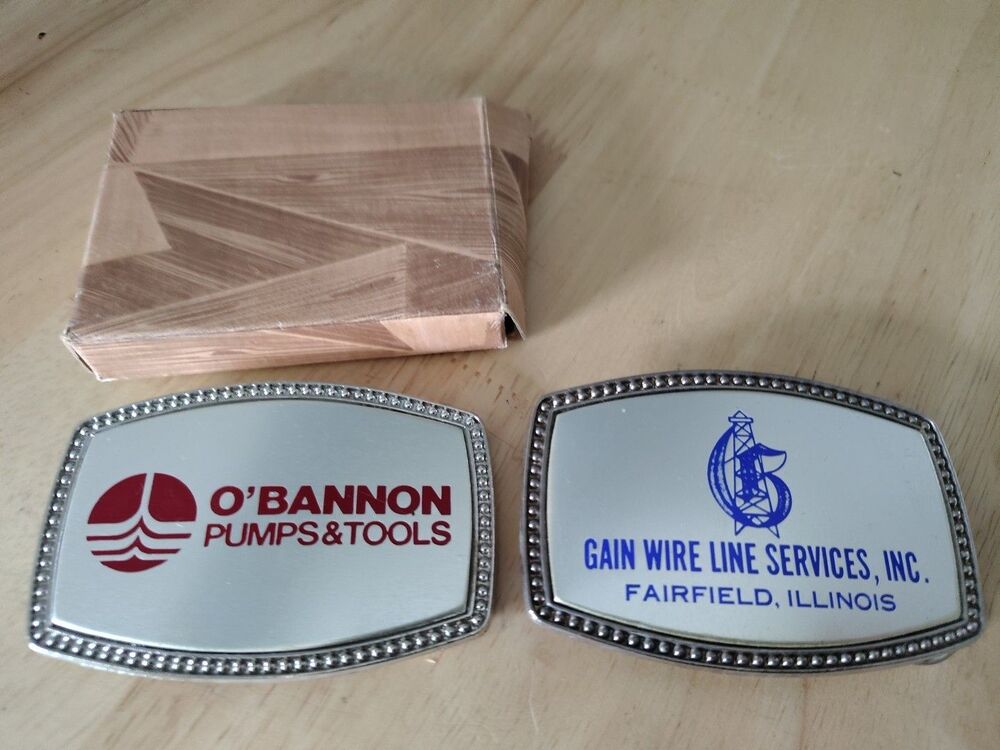 Lot Of 2 O'Bannon Pumps & Tools & Gain Wireline Fairfield IL 1960s Belt Buckles